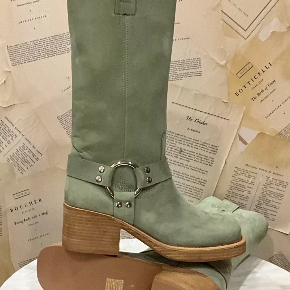 Free People Jeffrey Campbell Kira Reflection Boot Harness Moss Light Olive - Picture 11 of 11